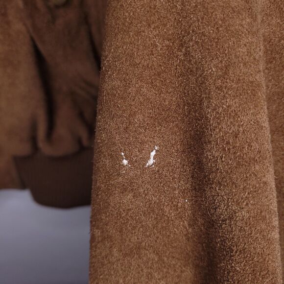 Polo Ralph Lauren Suede Jacket Mens Small Flannel Lined Leather Bomber Vintage - Picture 7 of 16